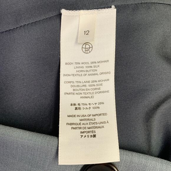 THE ROW Size 12 Grey Sage Silk Single Breasted Coat - Picture 8 of 9